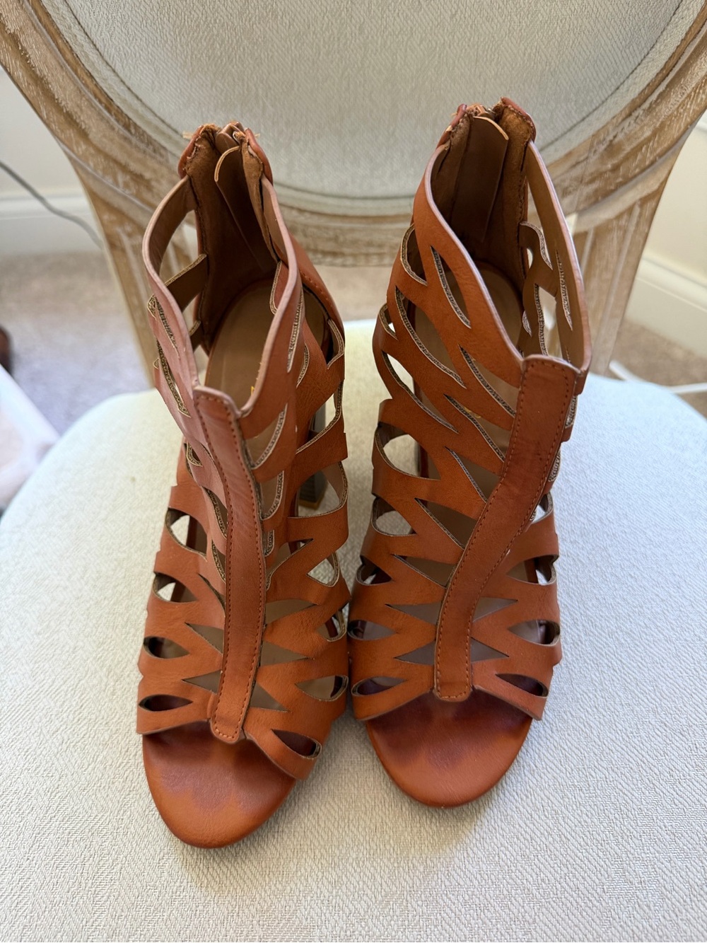 Women’s Tan Cutout Gladiator Heeled Sandals